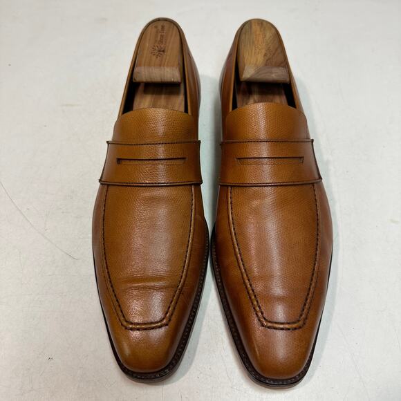FULLY RESOLED Crockett & Jones x Barneys Granada Light Borwn Penny Loafers 9.5 D main image 8